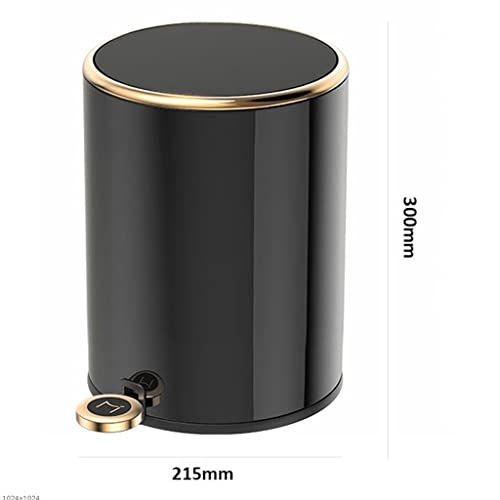 Caneca de basura metálica negra con tapa y cubo interior miniatura 2
