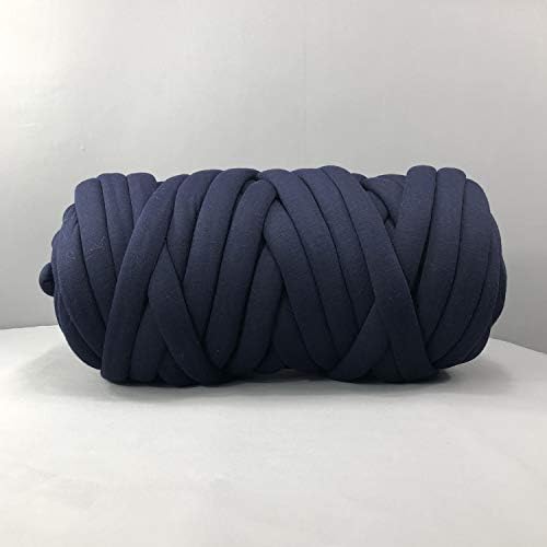 EASTSURE Chunky Braid Cotton Yarn Supre Large for Arm Knitting DIY Handmade Blankets Machine Washable,Navy,2.2LB