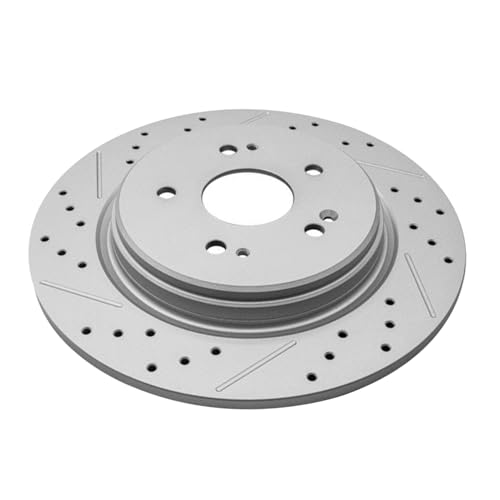 Image of Detroit Axle - Rear Brake Rotors for 2019-2025 Acura RDX 2023-2025 Honda HR-V, Drilled and Slotted Disc Brake Rotors Set Replacement: 12.20 inch inch Rotors