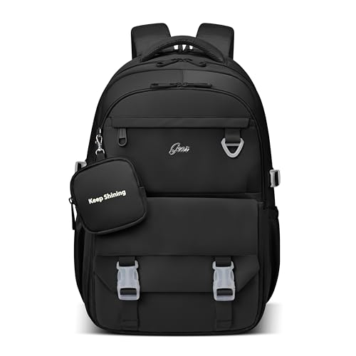 Image of Gear Grace 19 inch /40L Large Water Resistant School Bag | Casual Backpack | Daypack | Travel Backpack | Kids Bag for Boys /Girls (Black - Black)