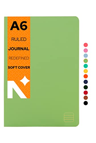 Image of NEORAH - A6 Ruled Notebook SOFT COVER | Organiser REFILL | Ruled Journal | 110 GSM | 160 pages (Size 14.8 cm x 10.5 cm) Planner Journaling Writing Note Taking Diary, Travellers Journal-LIGHT GREEN