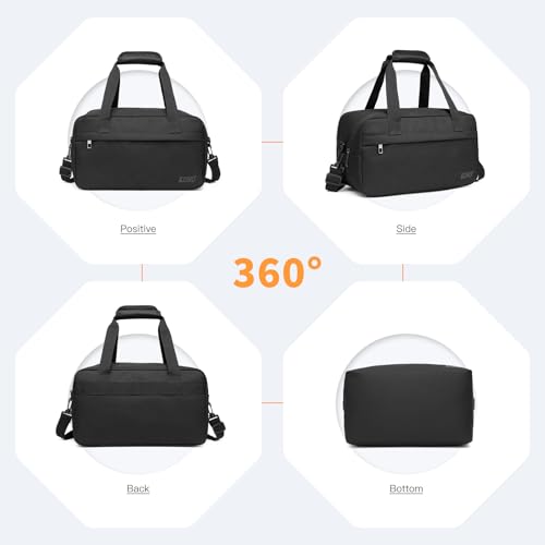 Kono Travel Duffel 20L Under Seat Carry-On Sports Tote Gym Weekender Overnight Bag - 15.75"x9.84"x7.87" Black2