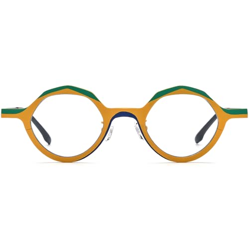 Image of FONEX Colorful Pure Titanium Glasses Frame Women Retro Round Eyeglasses