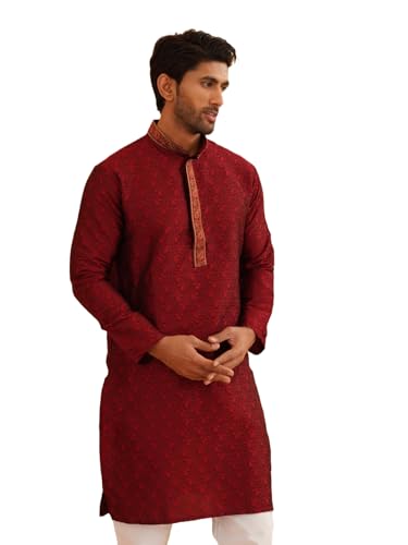 Sojanya (Since 1958 Men'S Silk Blend Gold Self Design Only Long Kurta