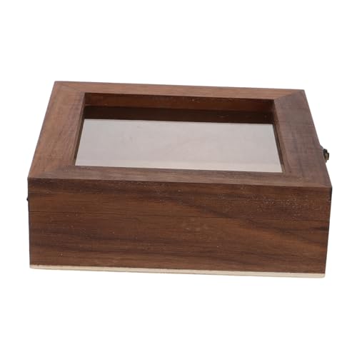 Cabilock Butterflies Specimen Box Vintage Wooden Display Holder with Clear Lid Storage Case for Dustproof Organizer Walnut
