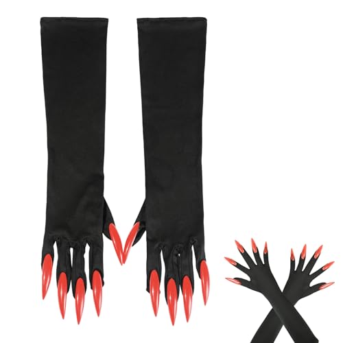 Krallen Handschuhe Halloween Black Krallen Halloween Handschuhe Claws Vampir Wolf FingernäGel Panther Gloves Hexenhandschuhe Katze Beast Cats Golves Handschuh Hexe Teufel Pfote (rote Nägel universal)