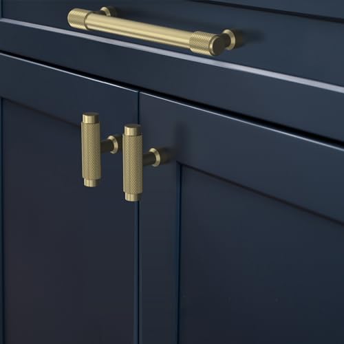 FurniWare Pack of 10 Modern Solid Furniture Handles, Brass, Door, Kitchen Fittings, Drawer Knobs - Image 2
