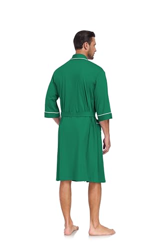 Image of COLORFULLEAF 100% Cotton Men's Bathrobes Summer Kimono Short Sleeve Lightweight Soft Breathable Spa Robe for Men