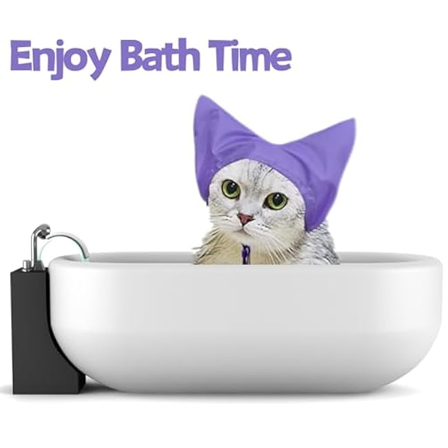 Adjustable Pet Shower Caps Bath Cap Dog Cat Shower Caps, Waterproof Adjustable Ear Protection Cats Ear Drops Guard for Kitten Puppy Small Pets Bath Protector (Purple)-za0xVcZZ
