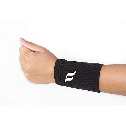 Back on TrackPhysio Wrist Brace 4-Way Stretch 1307 with Welltex Technology, Black, Medium