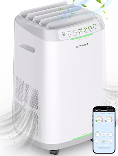 Nuwave OxyPure ZERO Smart Air Purifiers, ZERO Waste & ZERO Filter Replacements, Covers Up to 2002 Sq.Ft. for Home Large Room Bedroom, 30°, 60°, 90° Vents, 6 Fan Speeds, Sleep Mode, Timer, white