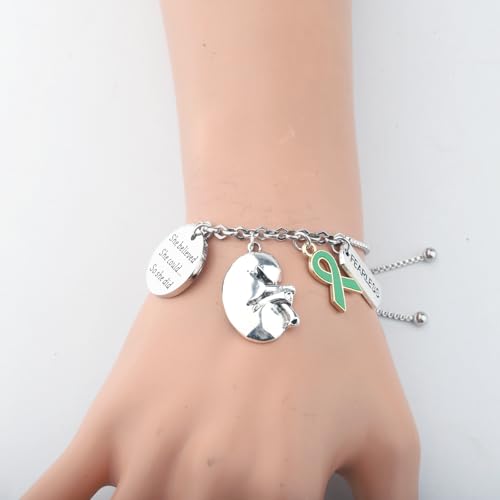 PLITI Kidney Transplant Survivor Gift Kidney Donor Gift She Believed She Could So She Did Green Ribbon Bracelet For Women3