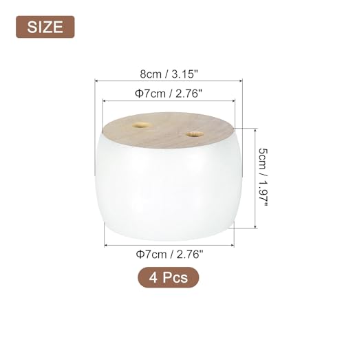 Patas para muebles dañados de madera maciza blanca y 1.97" 3