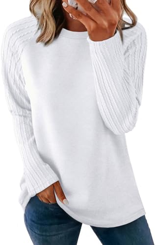 OFEEFAN Long Sleeve Shirts for Women Early Fall Fashion 2025 Plus Size Tops Dressy Casual Blouses Tunic Tops to Wear with Leggings White Sweaters 3XL