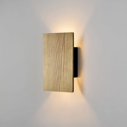 Image of Wall Lights for Living Room with Switch,Nature Wood Wall Lamp in Modern Design,Vintage Led Wall Sconce Up and Down Indoor for Bedroom,Hallway,Hotel,Retro Night Lamp Warm White,8w,1pack