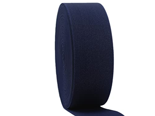 Jesep 2 Inch 10 Yards Knit Elastic Band Navy Double-Side Twill Woven Elastic Heavy Stretch Elastic Spool For Sewing Pants Waistband, Wigs, Skirts, Craft Diy Projects (Navy) #TOP12