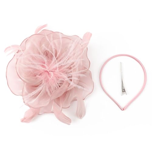 Image of DRESHOW Fascinators Hat Feather Headband Women's Fascinators Tea Party Headwear with Clip Flower Head Band for Girls & Women