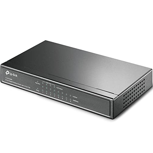 Image of TP-Link 8 Port Gigabit Desktop Switch | 4 Port PoE 55W | 802.3AF Compliant | Shielded Ports | Traffic Optimization | Plug and Play | Sturdy Metal (TL-SG1008P),Black