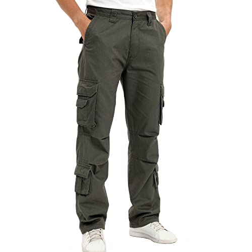 Lovecandy Army Green Mens Cargo Pants Relaxed Fit With 8 Pockets Wild Cargo Pants For Men Suitable For Casual Hiking #TOP3