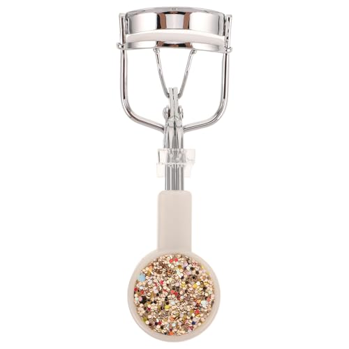 TOVINANNA Bling Rhinestone Eye Lash Curler for Hooded Eyes Wide Mouth Travel Curler Instant Curling for Effect Gold