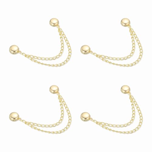 QUARKZMAN 4 Pinces à Vêtements Magnétiques, Pinces à Vêtements Rondes avec Chaîne, Aimants pour Hijab, Foulards, Broche pour Pantalon, Or