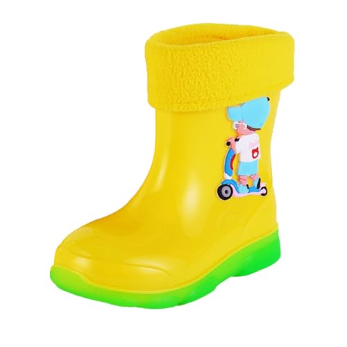 Stivali di gomma per bambini, imbottiti, da pioggia, per bambini, antiscivolo, 5-12 anni, giallo., 35