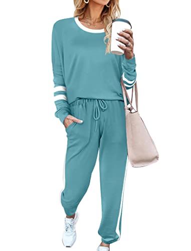 Image of Aloodor Sweatsuit for Women 2 Piece Outfits for Womens Crewneck Sweatshirts Pullover