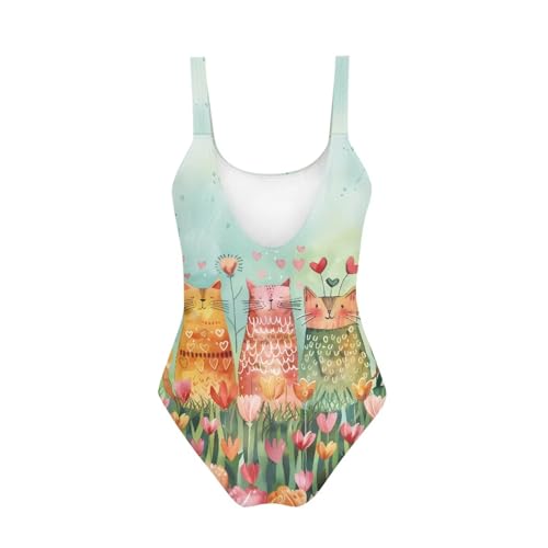 Image of One Piece Bathing Suit for Teen Girls Comfy Crewneck Backless Bathing Suit