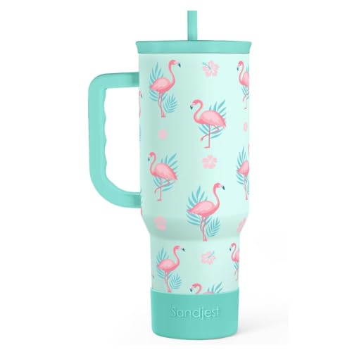 Image of Flamingo Tumbler, Stainless Steel Insulated Tumblers Coffee Mug Cup with Handle, Gifts for Women Girls on Birthday Christmas Summer, 40oz