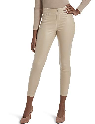 Kendall + Kylie Women's Front Yoke Coated Twill Cropped Midi Legging, GINGER ROOT, Medium
