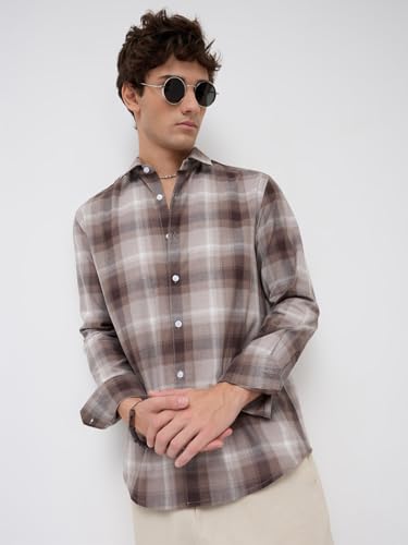 Image of VASTRADO Timeless Cocoa Brown Shadow Checks Shirt