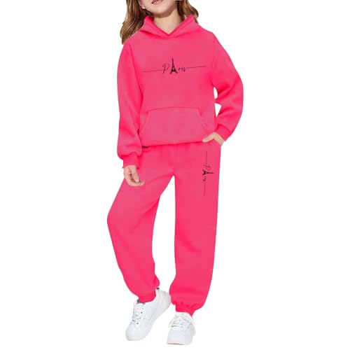 Sweat à capuche et pantalon en polaire chaude pour fille, tenue décontractée deux pièces