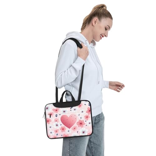 Bolso Maletín para Laptop Flores y Corazones Rosa miniatura 7