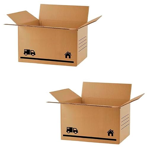 Acan Tradineur - Pack de 2 cajas de cartón para embalaje, mudanzas, cartón reforzado y resistente, plegables y reutilizables, envío paquetes, almacenaje - 60 x 40 x 40 cm