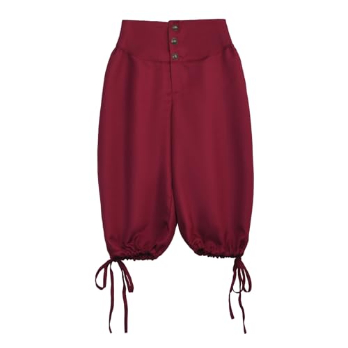 BPURB Pantalones Pirata Vikingos Medievales para Hombre Retro coloniales renacentistas Pantalones Cosplay Cortos con Cordones