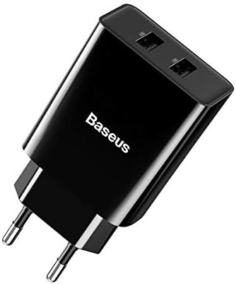 Baseus Speed Mini Dual, Duvar Seyahat Şarj Cihazı, USB Type A x 2, 2 A, 10.5 W, Siyah