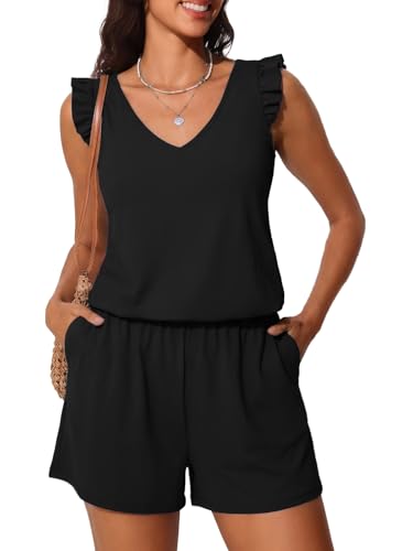Maillot de bain à volants avec poches dissimulées pour ranger vos clés noir 46