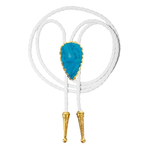 Image of Daisy Del Sol Gemstone Bolo Tie Braided Vegan Faux Leather Natural Stone Gold Handmade Necklace Adjustable Boho Western Jewelry