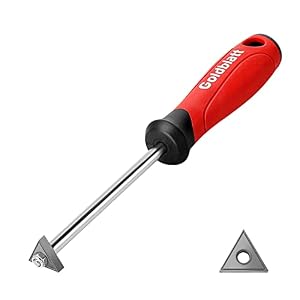 Goldblatt Grout Removal Tool with Replacement Carbide Tip – Professional Grout Cleaner, Caulking Remover, Scraper with Soft-Grip Handle, for Cleaning Floor Ceramic Tile Gaps, Tile Joints or Corners