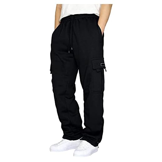 riou Pantalones de Chándal para Hombre Casuales Deporte Elásticos Joggers Largos Pants con Bolsillos Pantalón Anchos Cinturón Talla Grande Ropa de Hombre Pantalones de Trekking Originales S-5XL