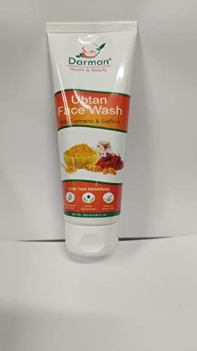Darnan Health & Beauty Ubtan Face Wash with, Turmeric, Saffron, Almond Extract, Rose Water & Sandalwood Oil – No Sulphate, Parabens, Silicones & Color (100mL)
