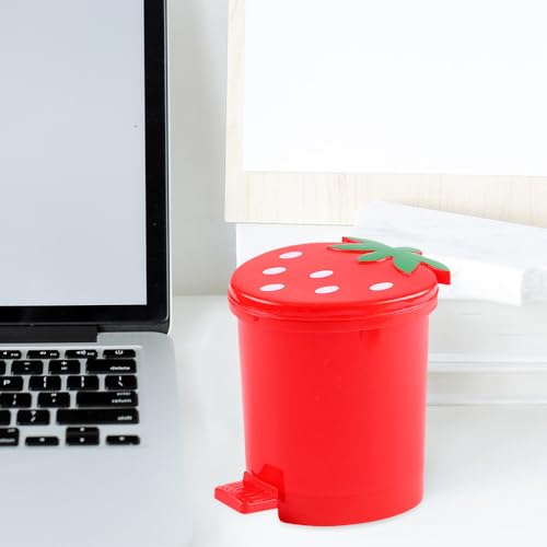 Bote de basura mini con tapa para escritorio rojo miniatura 6