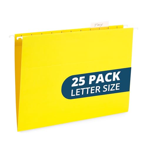 Dossier suspendu Blue Summit Supplies rigide jaune pack de 25 fournitures de classement bureau