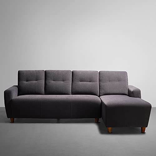 Image of Sleepyhead Yolo Designed by Duroflex - 3 Seater Sofa, RHS L Shape Sofa Set |Premium Fabric, Plush 3-Layer Cushioning |Modern Buttonless Tufted & Anti-Sag Comfort |3 Years Warranty - Sesame Grey