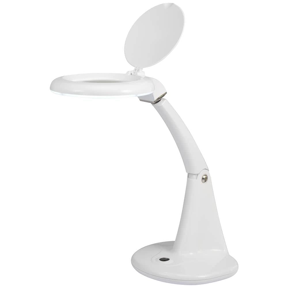 TOOLCRAFT LED Lupenleuchte I EEK: F (A-G) I 3 & 12 Dioptrien Vergrößerung I Kugelgelenk I Dreidimensional Verstellbar I Tageslicht-LED I Standfuß Lupenlampe I Arbeitsleuchte
