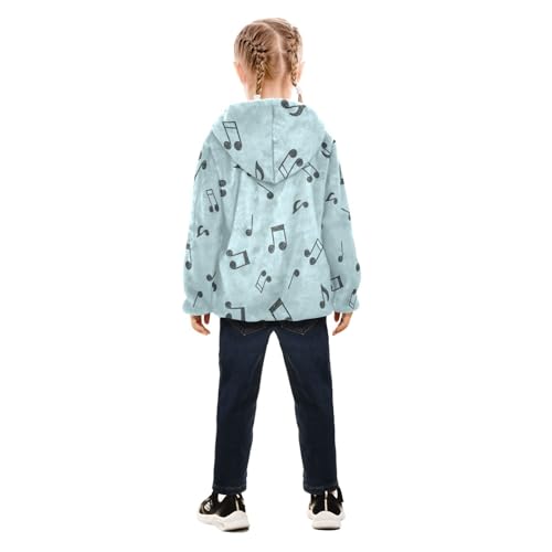 OTVEE Doodle Musical Notes on Blue Kids Hoodie Jacket Fall Spring Full Zip Warm Outwear Coat4