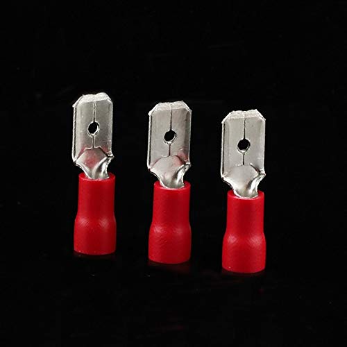 Davitu 1000pcs MDD1.25-187 Red AWG22-16 Brass Insulating Crimp Terminals Connectors Male Terminal - (Color: Red)