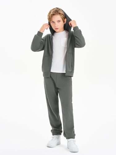 Image of Haloumoning Boys Sweatsuits Kids Active Zip Hoodie Sweatershirt and Jogger Sweatpants 5-14 Years