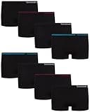 Reebok Girls' Underwear - Seamless Boyshort Panties (8 Pack), Size Small, Black