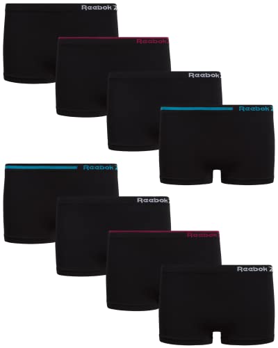 Reebok Girls Boyshorts Underwear - 8 Pack Breathable Soft Seamless Boyshort Panties for Girls Underwear (Sizes: 6-16)